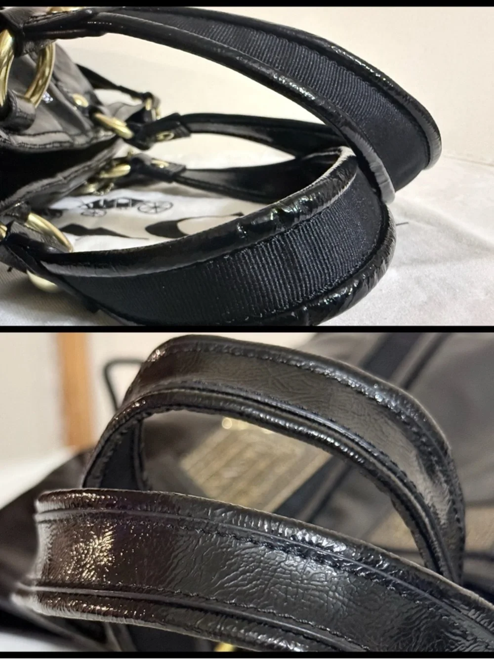Coach Poppy Black Liquid Gloss Shoulder Bag w/ Glitter Tag & Dust Bag